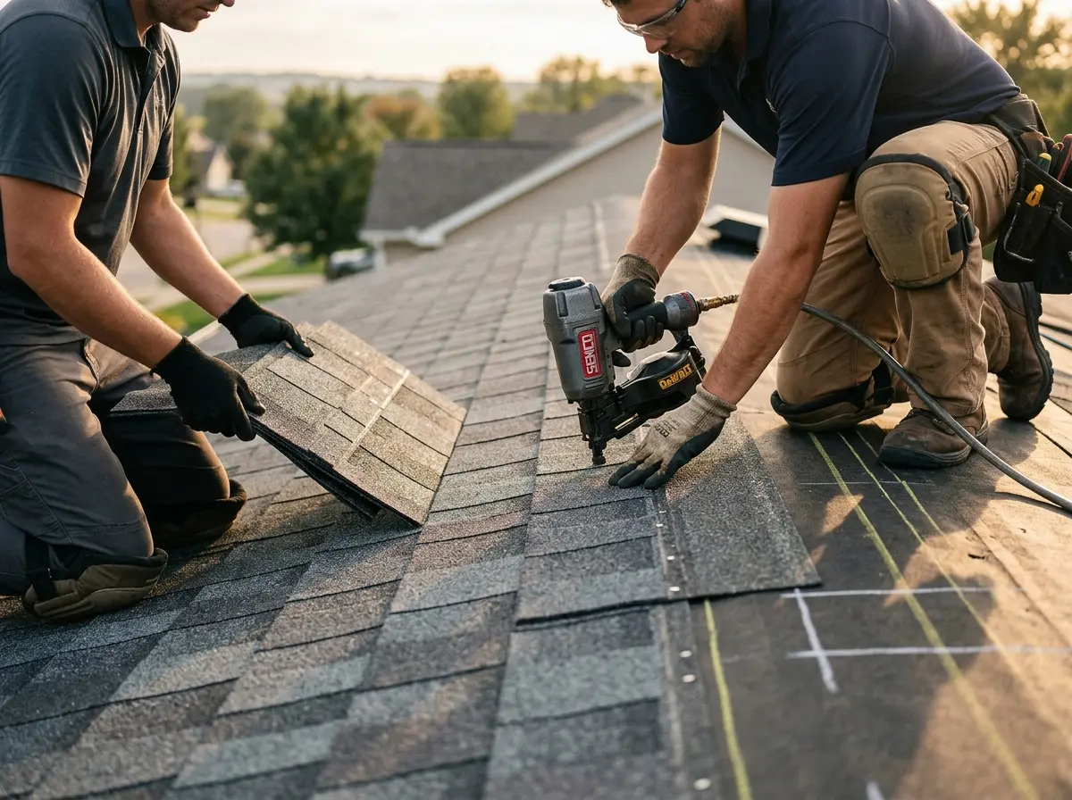 Professional roofer working on a residential roof in Ketchikan